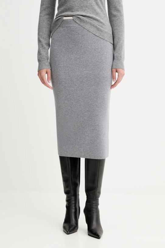 Pinko spódnica z dodatkiem wełny casual szary 105489.A2Q9
