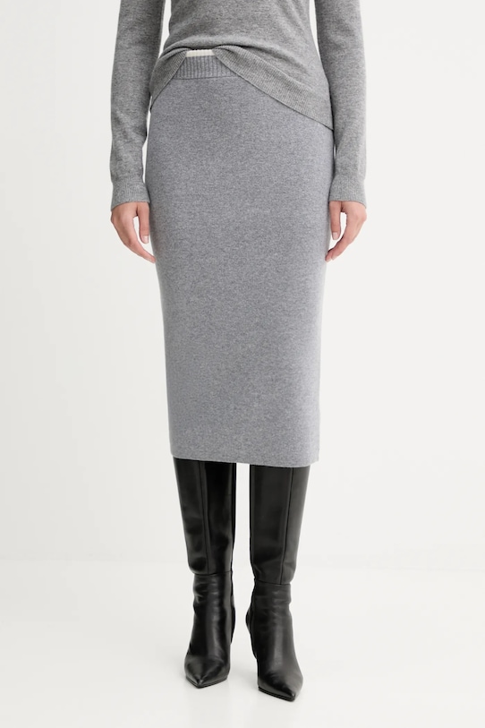 Pinko spódnica z dodatkiem wełny casual szary 105489.A2Q9