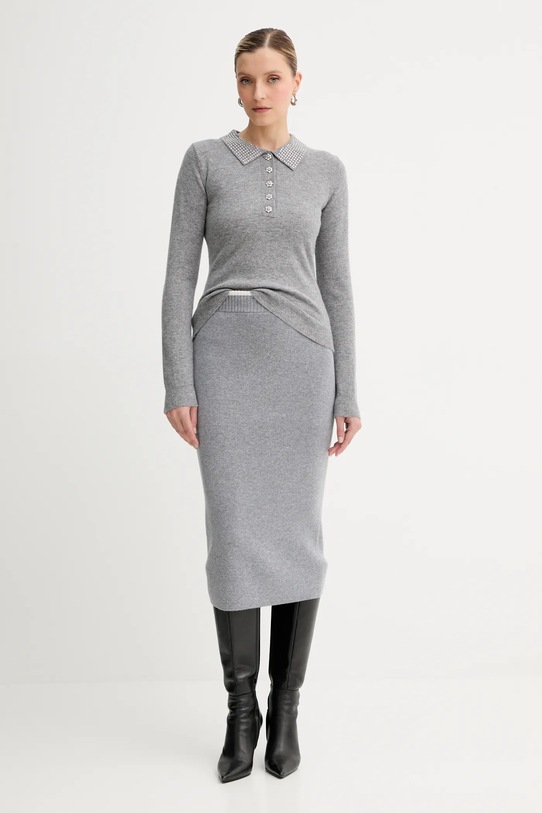 Pinko spódnica z dodatkiem wełny 105489.A2Q9 szary AW25