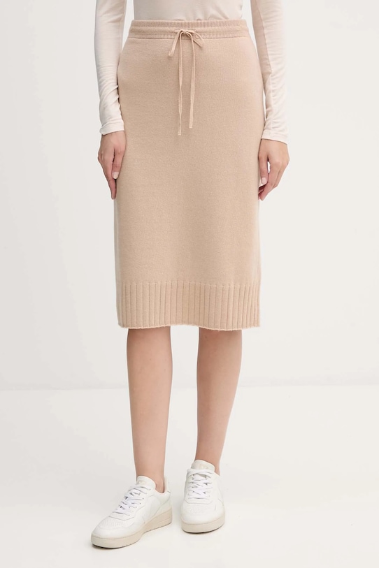 United Colors of Benetton fustă cu lână uni bej 112HD001V