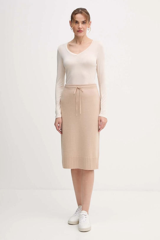 United Colors of Benetton fustă cu lână 112HD001V bej AW25