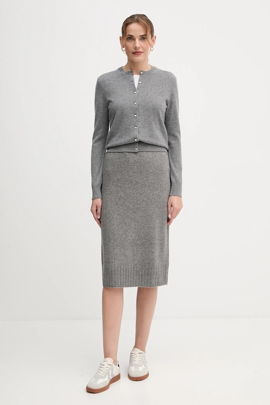 United Colors of Benetton fustă cu lână 112HD001V gri AW25