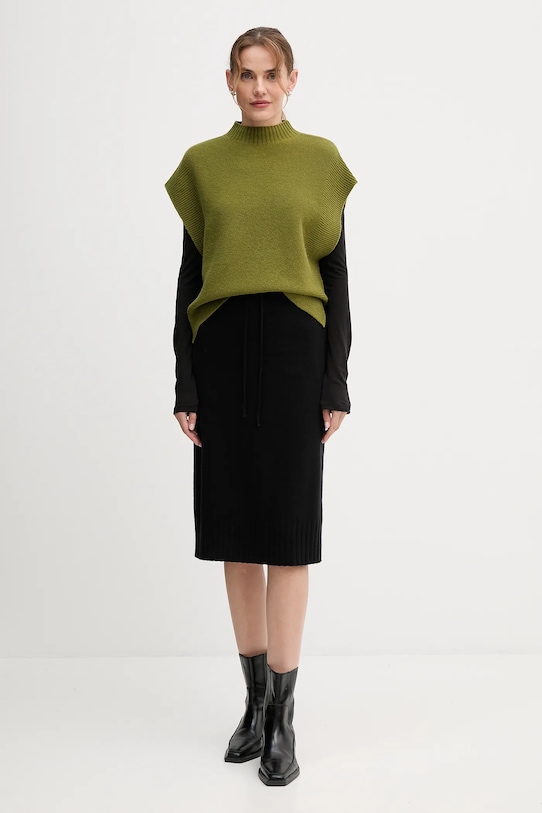 United Colors of Benetton fustă cu lână 112HD001V negru AW25