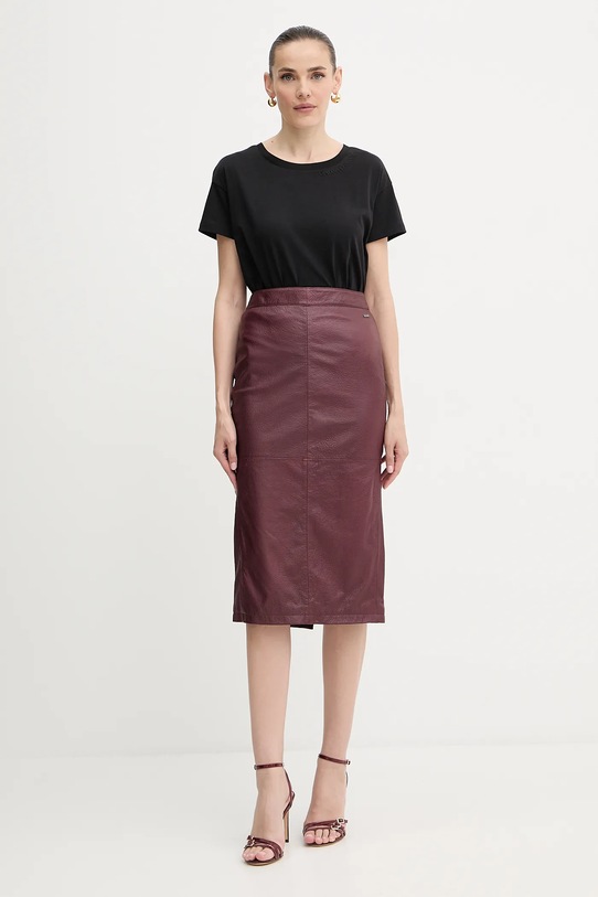 Armani Exchange spódnica skórzana XW001239.AF16212 bordowy AW25