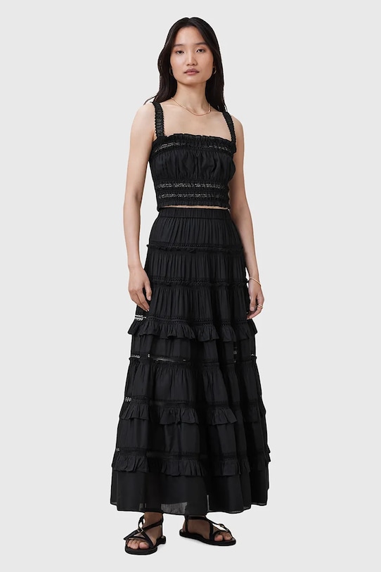 AllSaints fustă TALIA uni negru W041RC