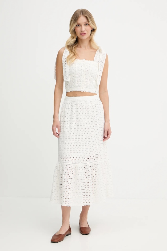 Pepe Jeans fustă din bumbac PL901225 bej AW25