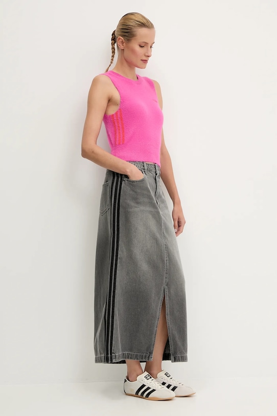 Jeans krilo adidas Originals Denim Long Skirt JW2659 siva AW25