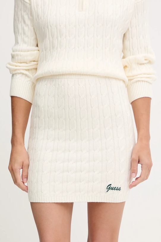 Sukňa Guess LAVINIA s elastanom béžová V5BD03.Z0572