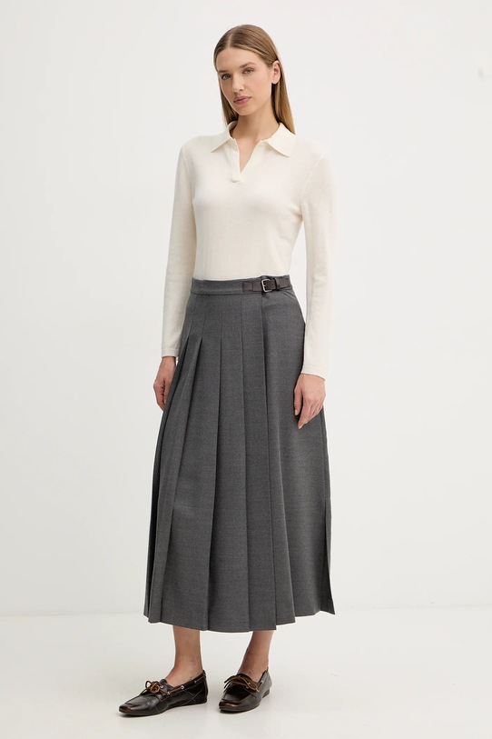 Weekend Max Mara spódnica z dodatkiem wełny FASTOSO 2525106062600 szary AW25