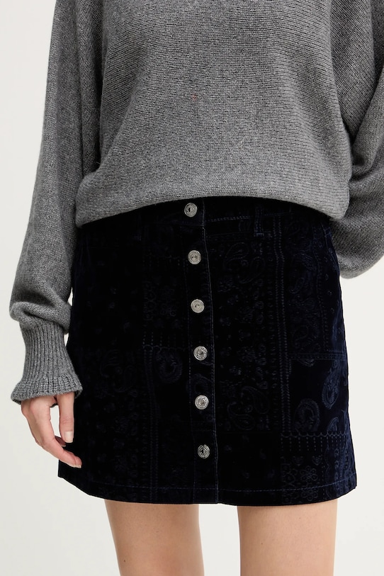 Велюровая юбка Guess SERENA узор тёмно-синий W5BD86.D0731
