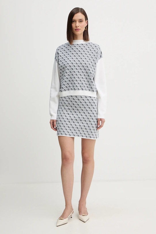 Guess fustă din amestec de lână AUBREY W5BD81.Z3JD2 alb NC25