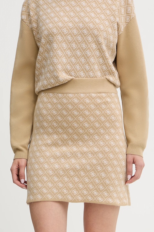 Guess spódnica z domieszką wełny AUBREY casual beżowy W5BD81.Z3JD2