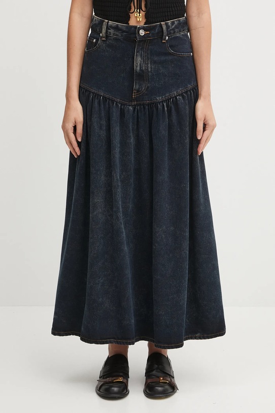 GANNI denim skirt Light Denim Long plain navy J1759