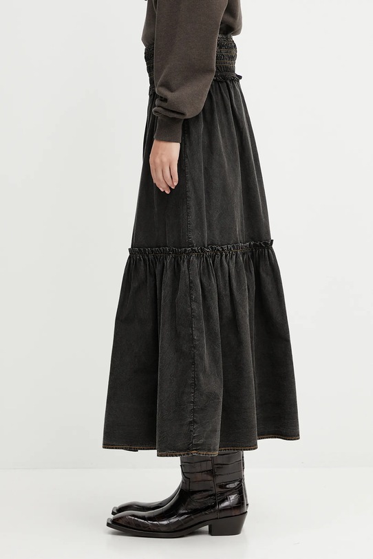 GANNI cotton skirt Garment Dyed Cotton Smock Maxi W0877 black AW25