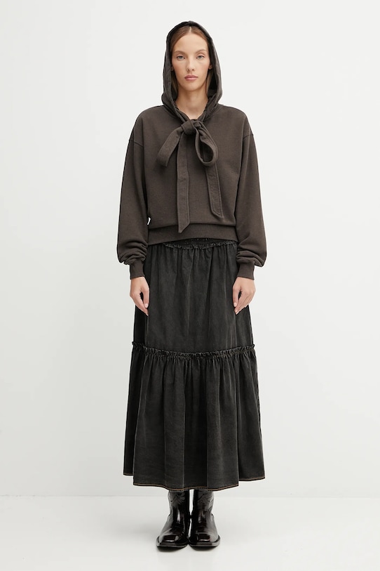 GANNI cotton skirt Garment Dyed Cotton Smock Maxi W0877 black