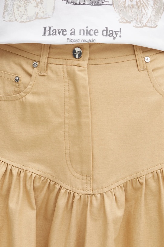 GANNI spódnica z domieszką lnu Classic Summer Suiting Long zielony W0620