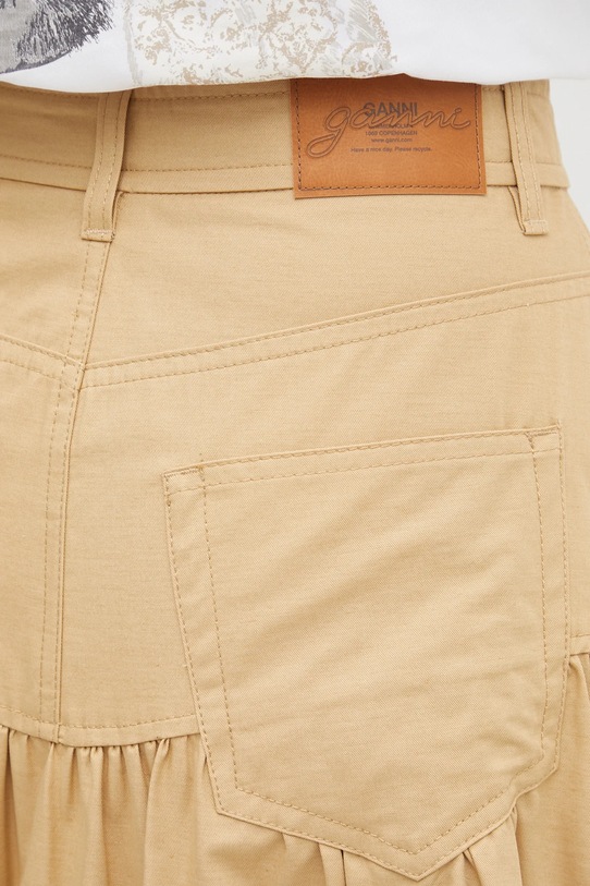 GANNI spódnica z domieszką lnu Classic Summer Suiting Long W0620 zielony