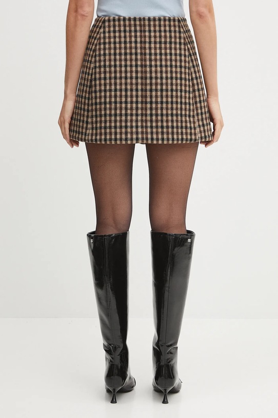 Oblečenie Sukňa s prímesou vlny GANNI Check Wool Mix W0655 hnedá