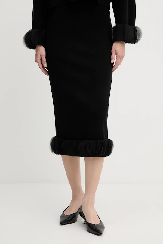Twinset fustă uni negru 252AP3013
