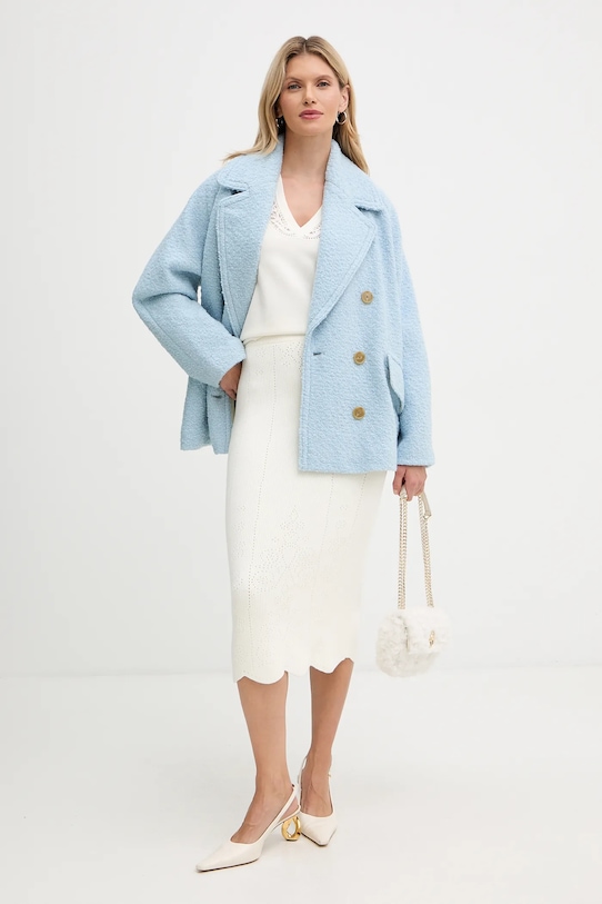 Twinset spódnica z domieszką wełny 252TT3215 beżowy AW25