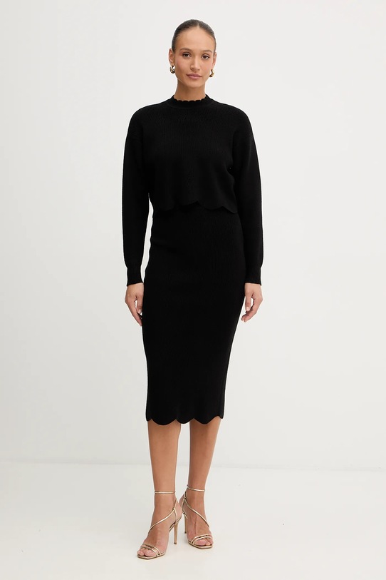 Twinset spódnica z domieszką wełny 252TT3215 czarny AW25