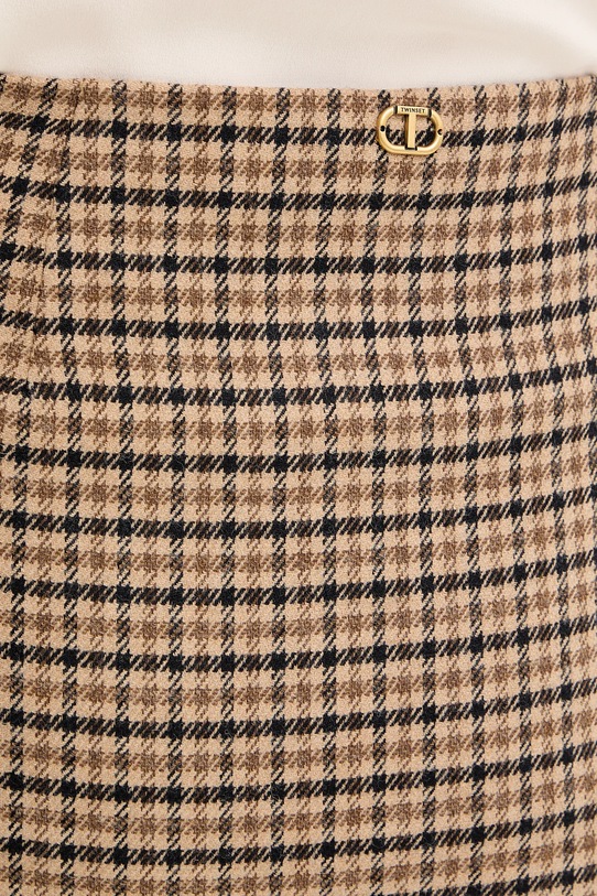 Twinset spódnica z dodatkiem wełny brązowy 252TT2422