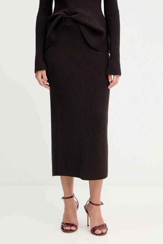 Спідниця з додаванням вовни Twinset casual коричневий 252TT3142