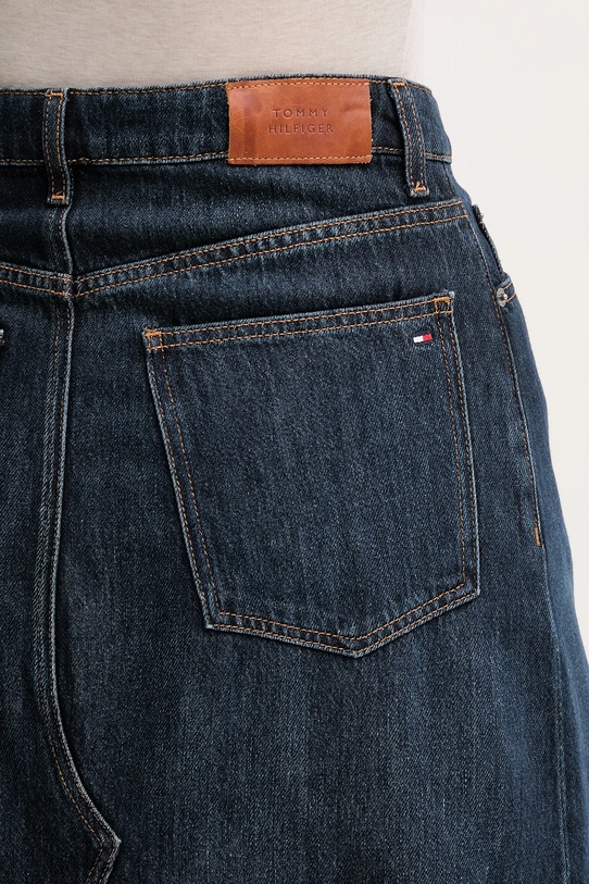 Rifľová sukňa Tommy Hilfiger tmavomodrá WW0WW46776