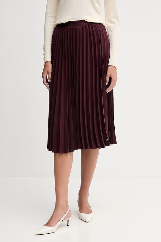 Suknja Tommy Hilfiger bez uzorka bordo WW0WW48538