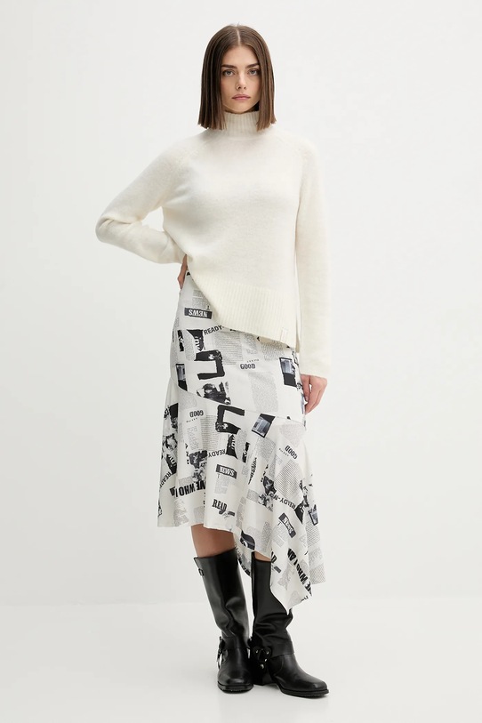 Desigual spódnica BREAKING NEWS 25WWFK07 beżowy AW25