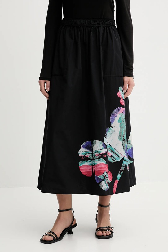 Desigual spódnica bawełniana ELLA LACROIX nadruk czarny 25WWFW05
