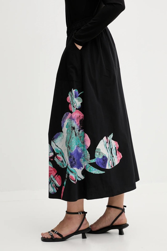Desigual spódnica bawełniana ELLA LACROIX czarny 25WWFW05