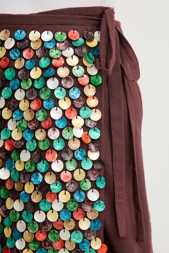 Sukňa s prímesou ľanu Never Fully Dressed hnedá NFDSK715