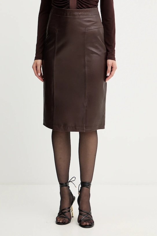 Herve Leger spódnica skórzana Estella casual brązowy WLT3536273