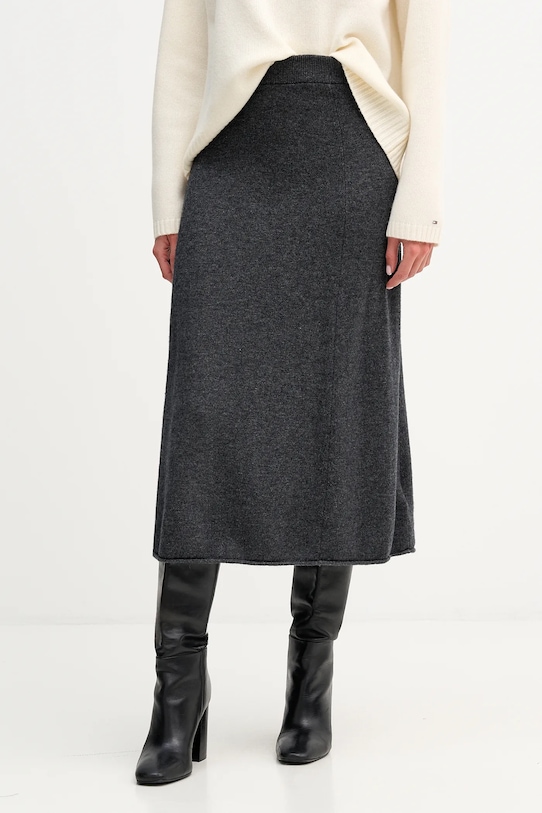 Tommy Hilfiger spódnica wełniana casual szary WW0WW46756