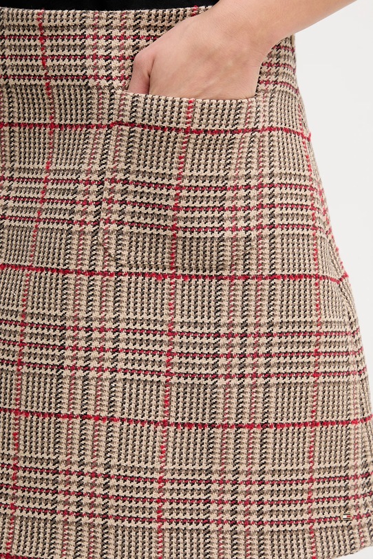 Tommy Hilfiger spódnica z domieszką wełny brązowy WW0WW48265