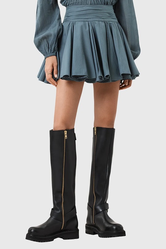 AllSaints spódnica bawełniana TULIP W016RD niebieski AW25