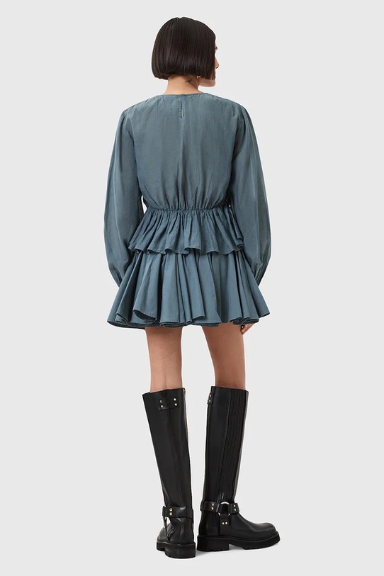 AllSaints spódnica bawełniana TULIP W016RD niebieski