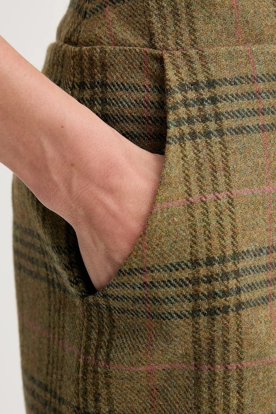 Barbour spódnica wełniana BAMBURGH zielony LSK0140