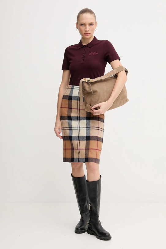 Μάλλινη φούστα Barbour ROSA LSK0064 καφέ AW25