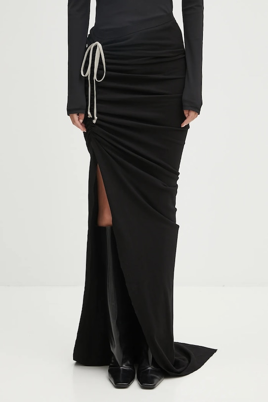 Rick Owens DRKSHDW spódnica bawełniana Soft Edfu Long gładkie czarny DS02E7337.JDB