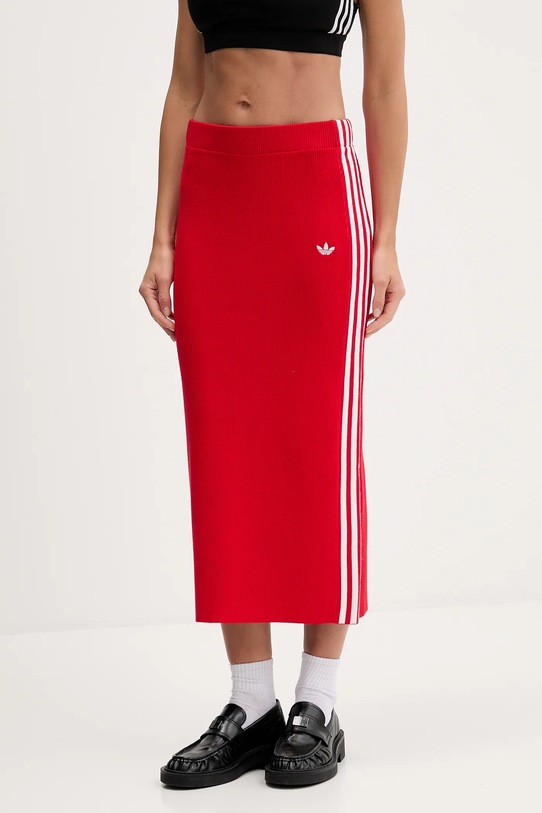 adidas Originals spódnica Knit 3s midi czerwony JW2660