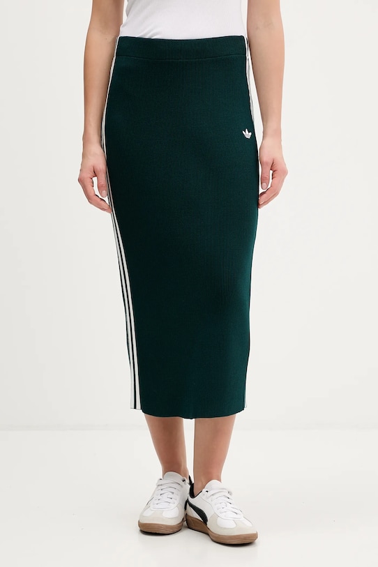 adidas Originals spódnica Knit 3s midi zielony JW2662