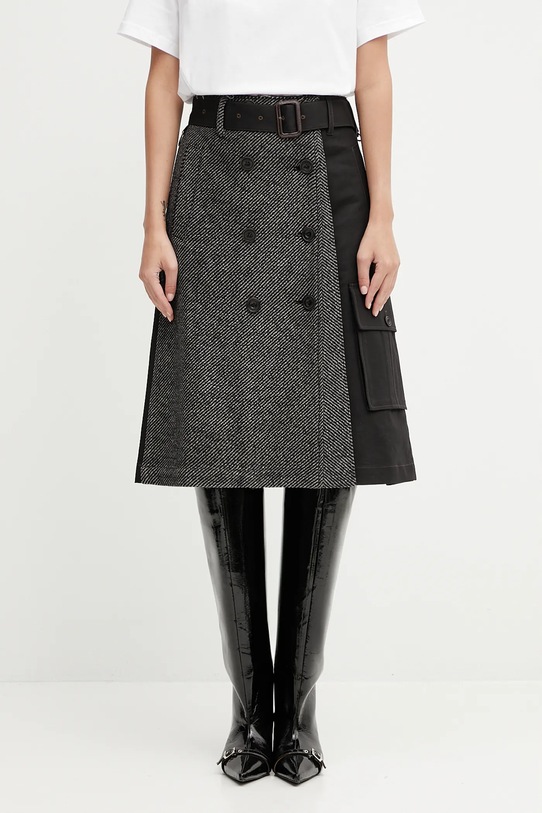 Andersson Bell wool blend skirt Whitney Trench Pleats A-line black apa848w