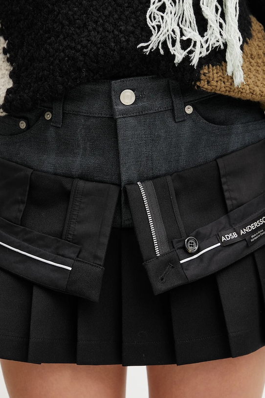 Vlněná sukně Andersson Bell Inside Out Pleats černá apa844w