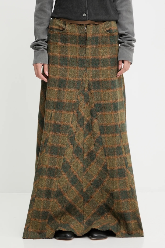 Bavlnená sukňa Our Legacy Rebel áčkový zelená W4254RV