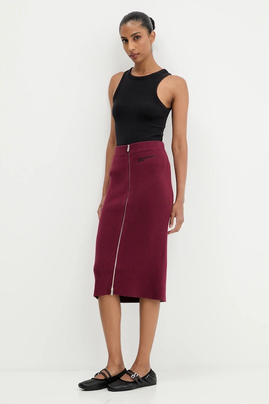 Karl Lagerfeld Jeans spódnica A4W12005 bordowy AW25