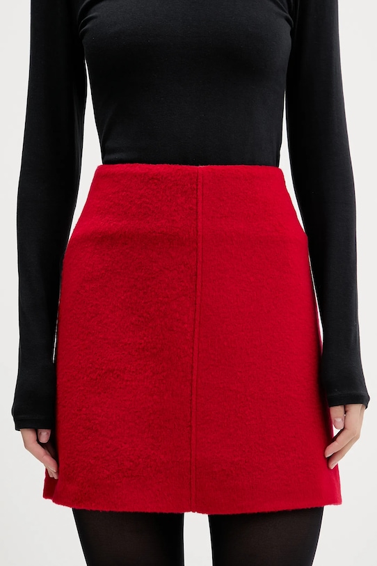 Sukňa s prímesou vlny HUGO látka červená 50547637