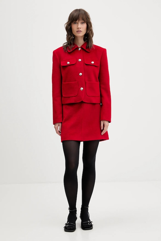 Sukňa s prímesou vlny HUGO 50547637 červená AW25