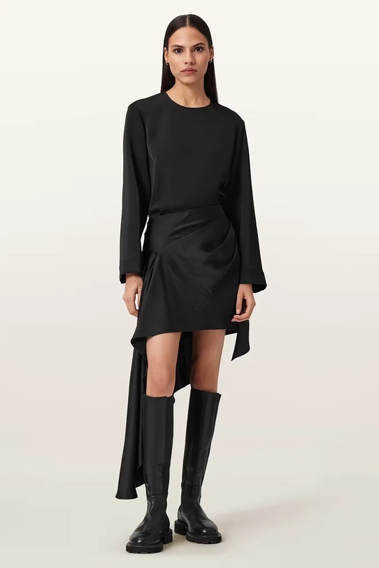 AllSaints fustă SAMI uni negru W014RD